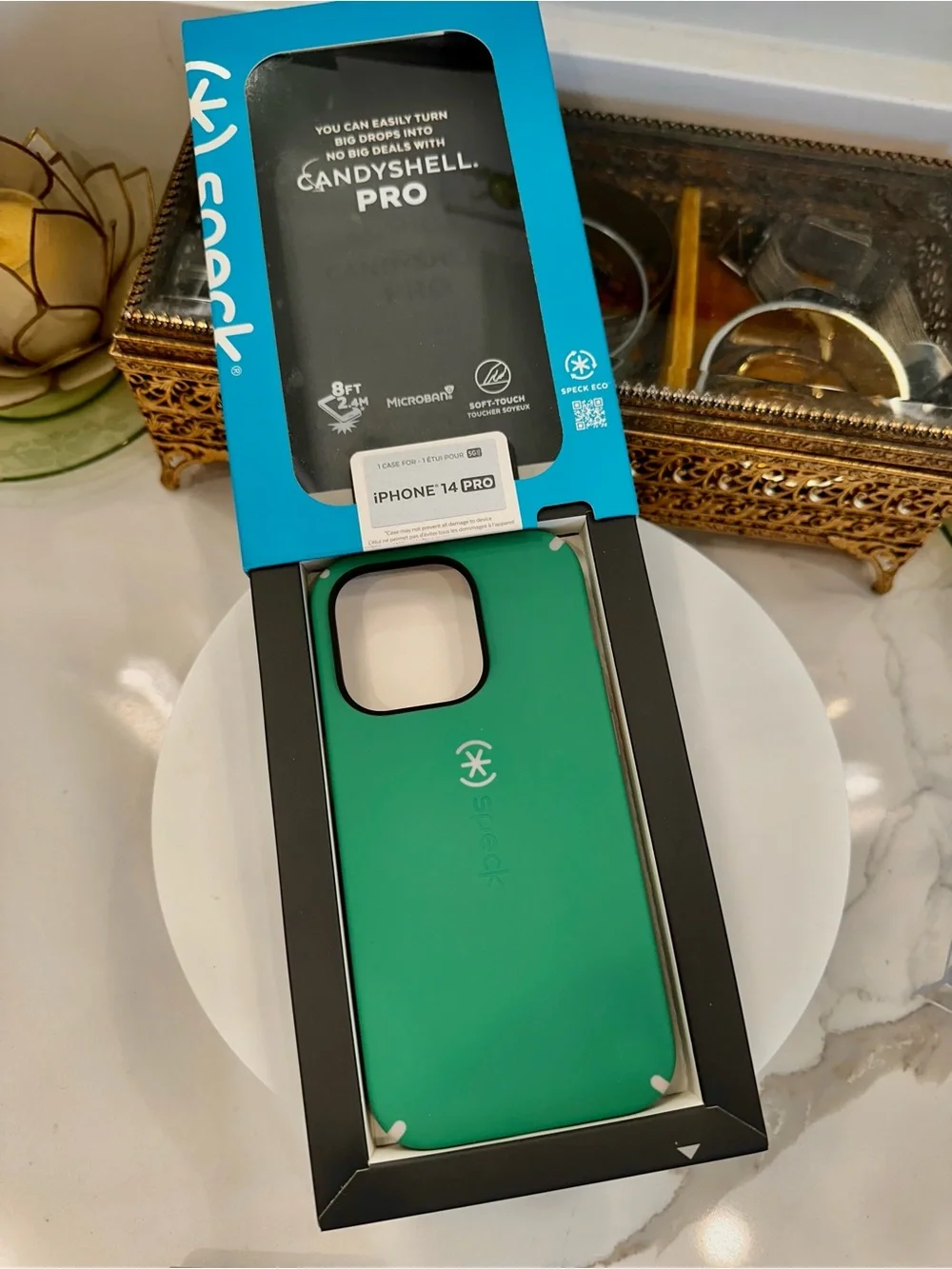 NIB IPhone 14Pro Speck Candyshell Kelly Green Phone Case Microban 8ft Drop Prot